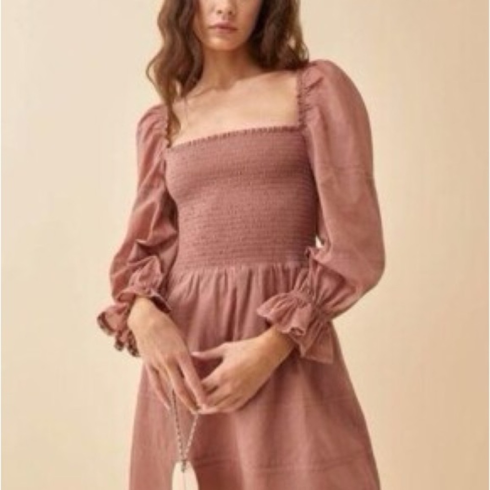 Reformation Dunes Mini Dress in Praline 100% Organic Cotton Size 8